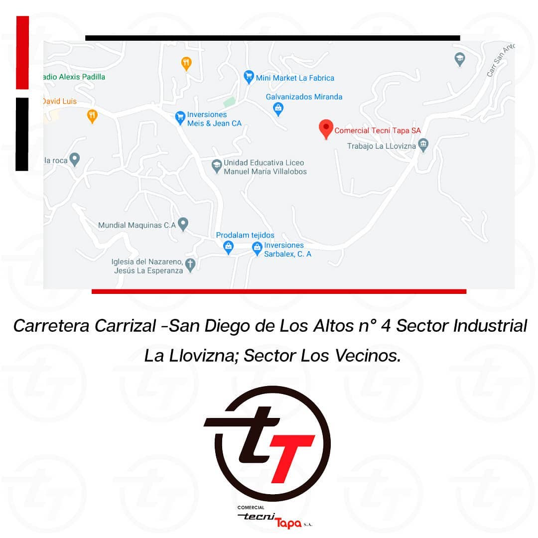 📍Nuestra dirección:📍

Carretera Carrizal -San Diego de Los Altos n° 4 Sector Industrial La Llovizna; Sector Los Vecinos.
.
.
#tecnitapa #plastico #polipropileno #carrizal #venezuela #tapas #tapasplasticas #miranda